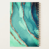 Gepersonaliseerd Goud Blauwgroen Blauw MARMER 2021 Planner (Achterkant)