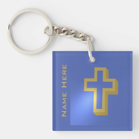 Gepersonaliseerd Goud Christelijk Religious Cross  Sleutelhanger (Voorkant)