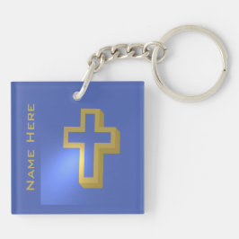 Gepersonaliseerd Goud Christelijk Religious Cross Sleutelhanger