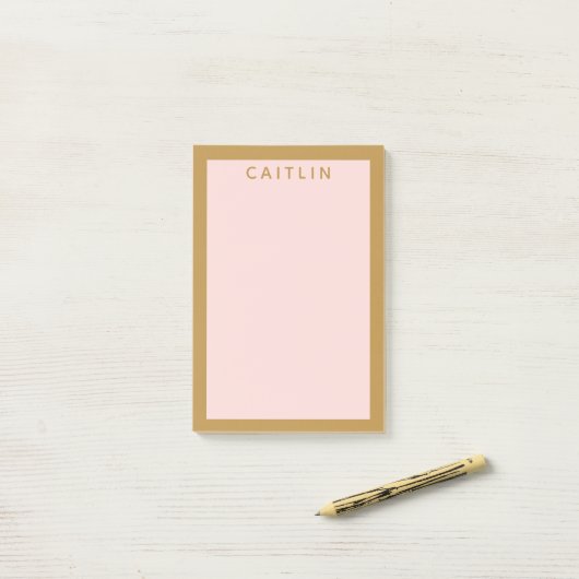 Gepersonaliseerd goud en Blush Pink Post-it® Notes (Op bureau)