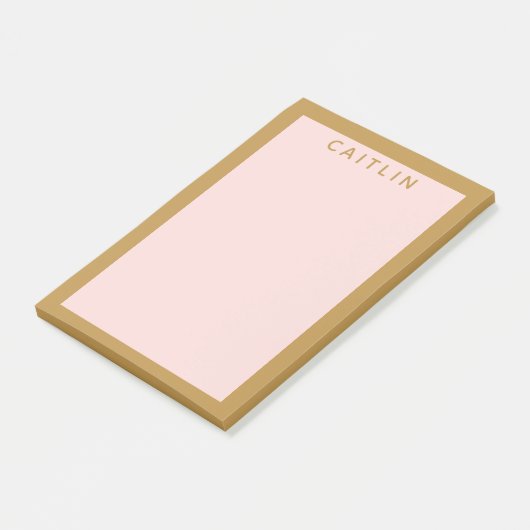 Gepersonaliseerd goud en Blush Pink Post-it® Notes (Schuin)