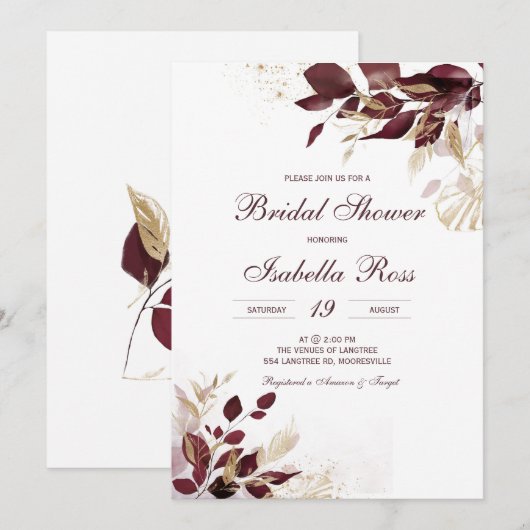 Gepersonaliseerd goud en Bourgogne Vrijgezellenfee Kaart (Voorkant / Achterkant)