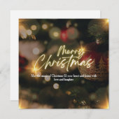 Gepersonaliseerd goud en rood Elegant Vrolijk Kers Feestdagenkaart (Voorkant / Achterkant)