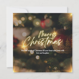 Gepersonaliseerd goud en rood Elegant Vrolijk Kers Feestdagenkaart