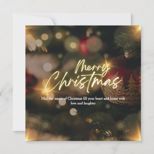 Gepersonaliseerd goud en rood Elegant Vrolijk Kers Feestdagenkaart (Voorkant)