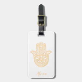 Gepersonaliseerd goud geluk geschenk hamsa hand bagagelabel
