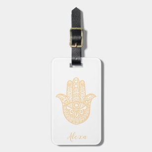 Gepersonaliseerd goud geluk geschenk hamsa hand bagagelabel
