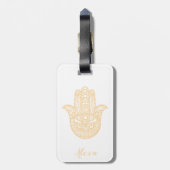 Gepersonaliseerd goud geluk geschenk hamsa hand bagagelabel (Achterkant verticaal)