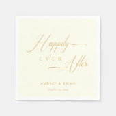 Gepersonaliseerd goud gelukkig ooit na ivoren brui servet (Voorkant)