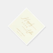 Gepersonaliseerd goud gelukkig ooit na ivoren brui servet (Hoek)