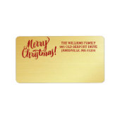Gepersonaliseerd Goud Merry Christmas Mailing Labe Etiket (Voorkant)