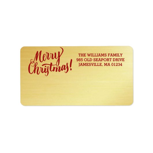 Gepersonaliseerd Goud Merry Christmas Mailing Labe Etiket (Voorkant)