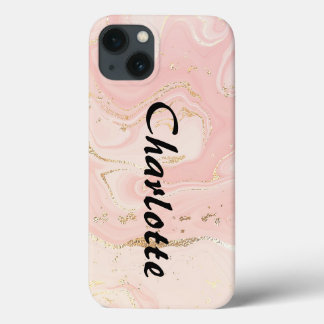 Gepersonaliseerd Goud Roze Marmer Case-Mate iPhone Case
