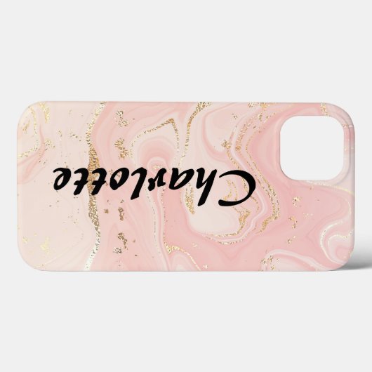 Gepersonaliseerd Goud Roze Marmer Case-Mate iPhone Case (Achterkant (horizontaal))