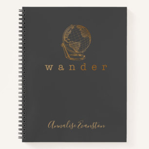Gepersonaliseerd Goud  Wereldbol Reisavontuur Notitieboek
