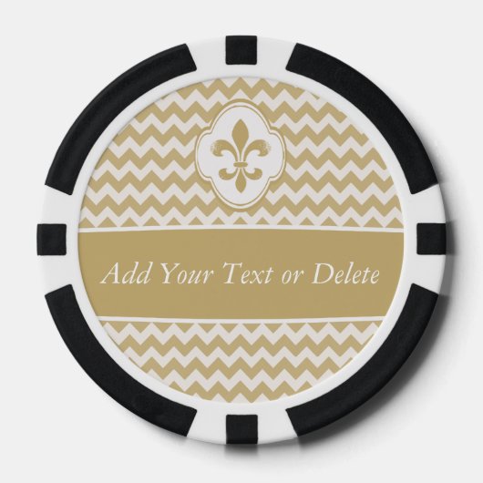 Gepersonaliseerd goud wit Fleur de Lis Chevron Poker Chips (Voorkant)
