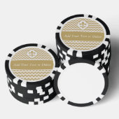Gepersonaliseerd goud wit Fleur de Lis Chevron Poker Chips (Opstapeling)