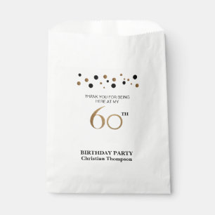 Gepersonaliseerd Goud Zwart Polkadot 60ste verjaar Bedankzakje