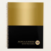 Gepersonaliseerd Goud & Zwart Splits-scherm Planner (Voorkant)