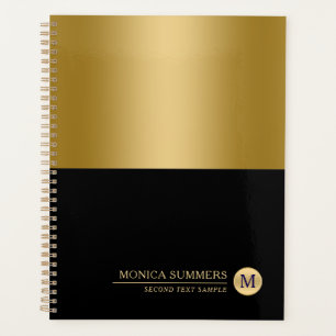 Gepersonaliseerd Goud & Zwart Splits-scherm Planner