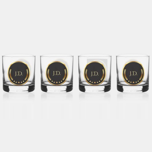 Gepersonaliseerd Goud & Zwart Whiskey Glas (Voorkant)