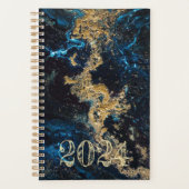 Gepersonaliseerd Goudblauw MARMER Agenda Dagelijks (Voorkant)