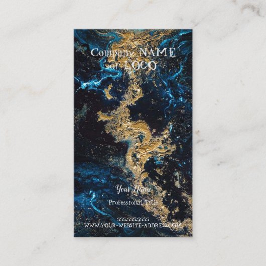 Gepersonaliseerd goudblauwe MERKBARE Visitekaartje (Voorkant)