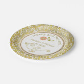 Gepersonaliseerd Gouden Damask Trouwpapier Borden Papieren Bordje (Gekanteld)
