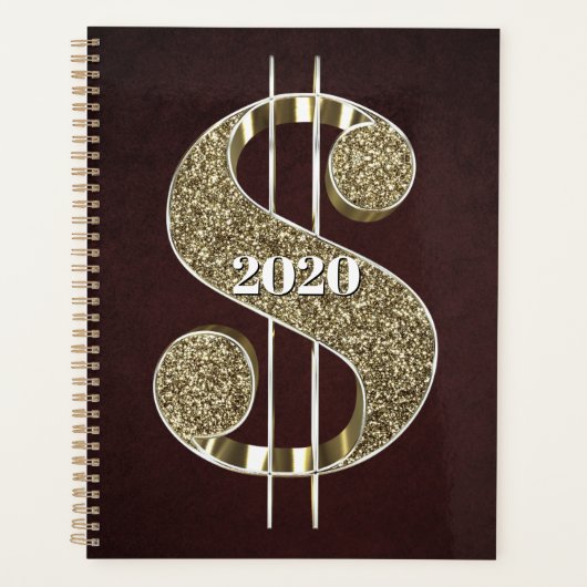 Gepersonaliseerd gouden dollarteken planner (Voorkant)