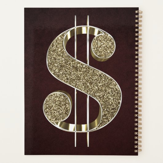Gepersonaliseerd gouden dollarteken planner (Achterkant)