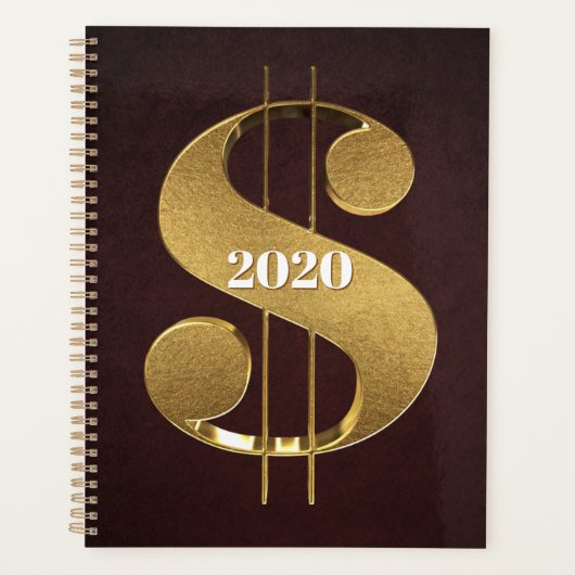 Gepersonaliseerd gouden dollarteken planner (Voorkant)