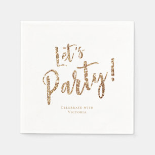 Gepersonaliseerd gouden glitter servet