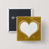 Gepersonaliseerd gouden hart vierkante button 5,1 cm (Voorkant /achterkant)