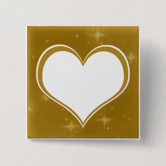 Gepersonaliseerd gouden hart vierkante button 5,1 cm