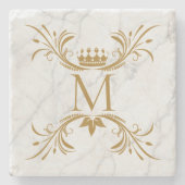 Gepersonaliseerd gouden monogram stenen onderzetter (Voorkant)