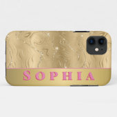 Gepersonaliseerd gouden ontwerp voor speciale gele Case-Mate iPhone case (Achterkant (horizontaal))