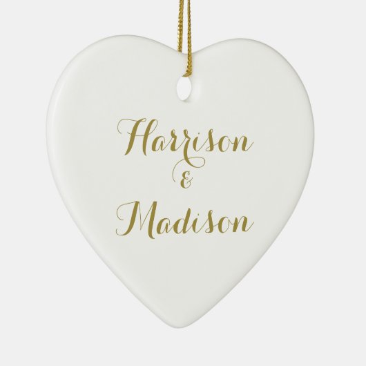 Gepersonaliseerd gouden script Koppeling van dubbe Keramisch Ornament (Rechts)