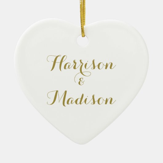 Gepersonaliseerd gouden script Koppeling van dubbe Keramisch Ornament (Voorkant)