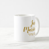 Gepersonaliseerd gouden script net getrouwd koffiemok (Voorkant rechts)