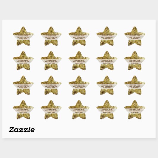 Gepersonaliseerd gouden sequins Star Sticker (Vel)