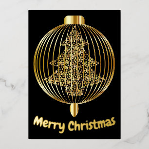 Gepersonaliseerd goudfolie met minimale kerstkaart folie feestdagenkaart