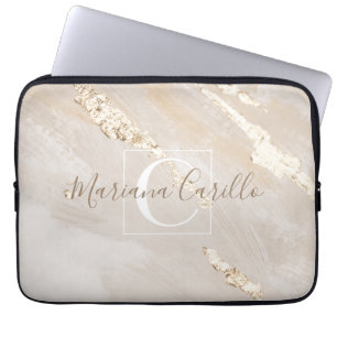 Gepersonaliseerd goudmarmer laptop sleeve