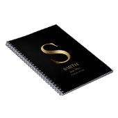 Gepersonaliseerd goudmonogram | Black Notitieboek (Rechterzijde)