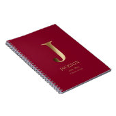 Gepersonaliseerd goudmonogram | Bourgondië Notitieboek (Rechterzijde)