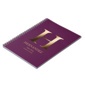 Gepersonaliseerd goudmonogram | Dark Magenta Notitieboek (Linkerzijde)