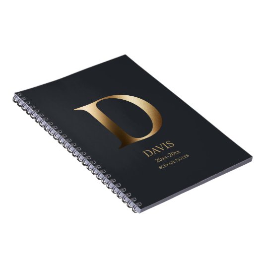 Gepersonaliseerd goudmonogram | Dark Slate Grey Notitieboek (Rechterzijde)