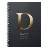 Gepersonaliseerd goudmonogram | Dark Slate Grey Notitieboek (Voorkant)