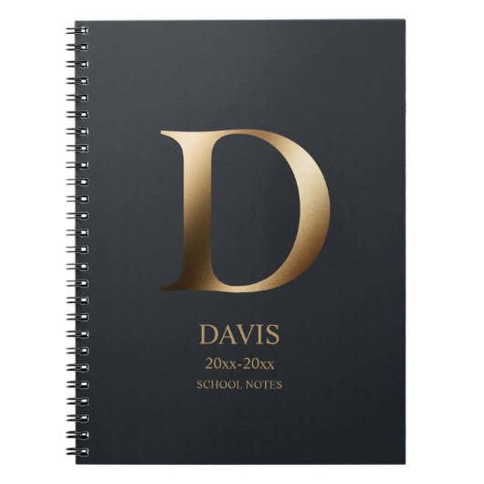 Gepersonaliseerd goudmonogram | Dark Slate Grey Notitieboek (Voorkant)