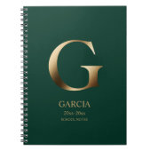 Gepersonaliseerd goudmonogram | Green Notitieboek (Voorkant)