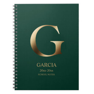 Gepersonaliseerd goudmonogram   Green Notitieboek